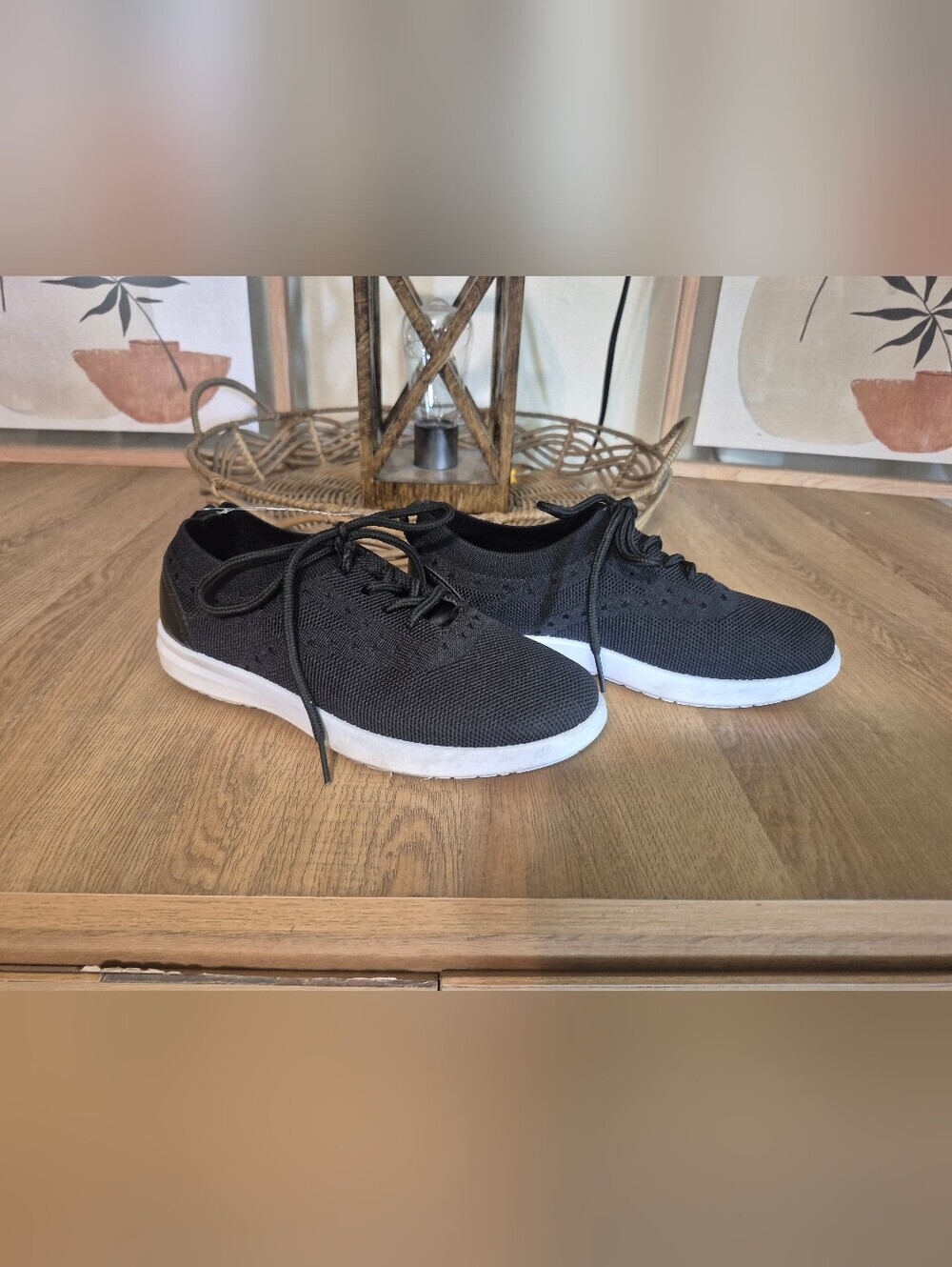 Steve Madden Black Knit Lace-Up Sneakers with White Soles